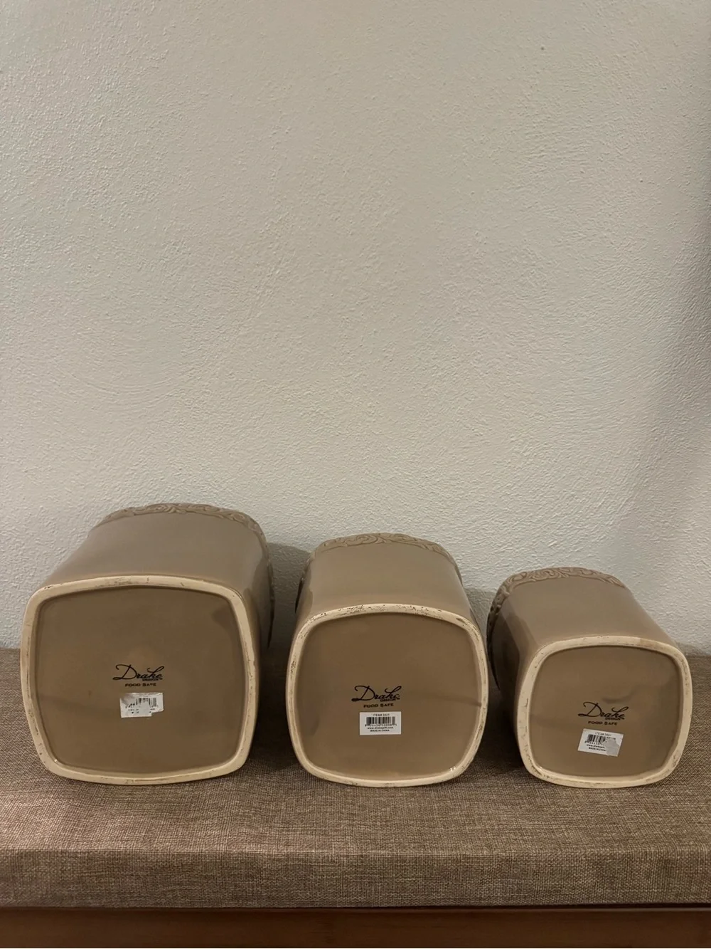 Drake Design Fleur De Lis Tall Tuscan Scroll Canister Set Taupe